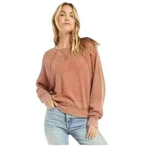 Z Supply  Claire Rust Orange Waffle Thermal Long Sleeve Top Size L